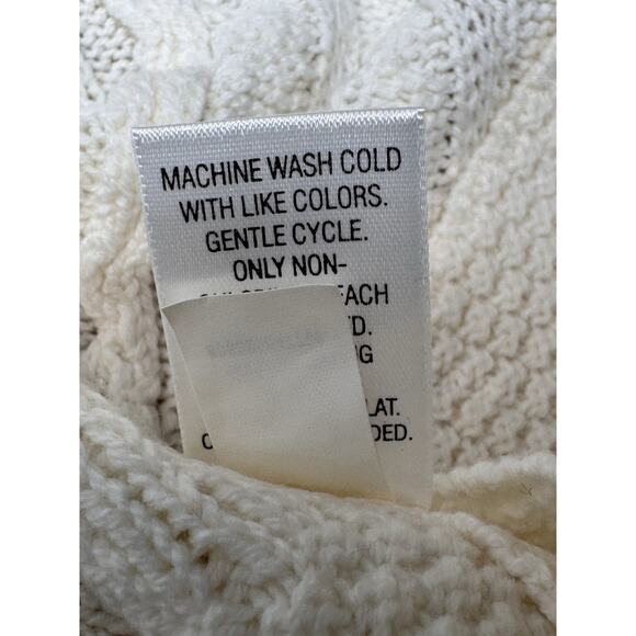 Croft & Barrow Ivory Cable Knit Open Front Cardigan Sweater Long Sleeve Size M - Picture 8 of 8